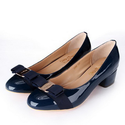 Ferragamo Shallow mouth Block heel Shoes Women--033